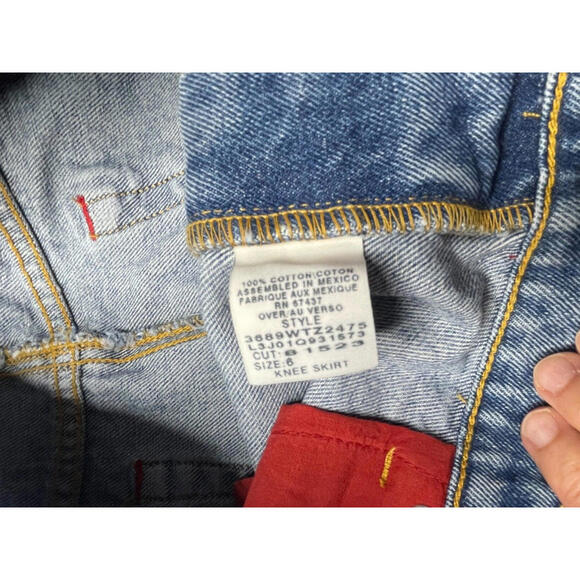 Vtg Ralph Lauren Polo Jeans Denim Skirt Womens 6 Knee Length Front Slit - Picture 4 of 6